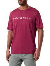GANT Men's Printed Graphic SS T-Shirt, Rich Wine, L